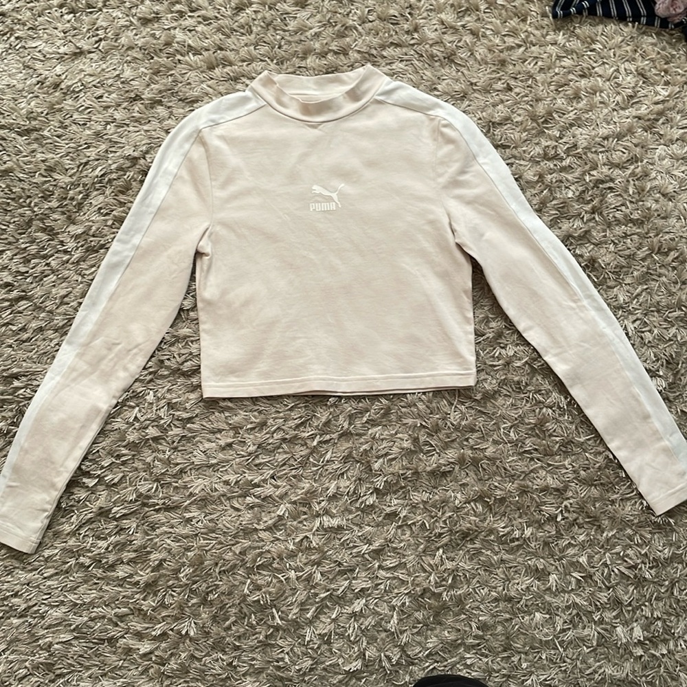 Beige and White Puma Crop top